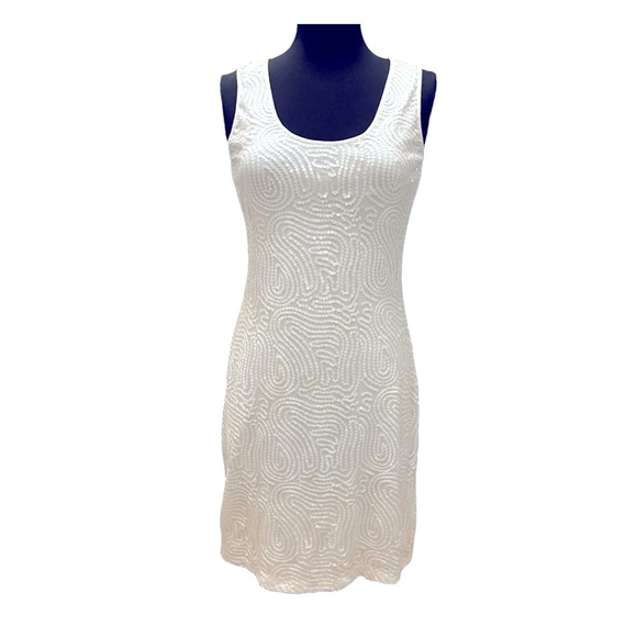 Calvin Klein Dresses & Skirts - Calvin Klein Sequin front Stretch Sheath Dress Crème/Off White Size 6